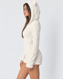 Karen | Women's Teddy Bear Plush Hooded Long Sleeve Romper with Bear Ears