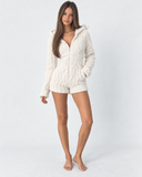 Karen | Women's Teddy Bear Plush Hooded Long Sleeve Romper with Bear Ears