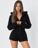 Karen | Women's Teddy Bear Plush Hooded Long Sleeve Romper with Bear Ears