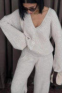 Karsyn | Women's Wide Leg Pants Ribbed Knit Two Piece Set