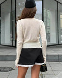 Kassandra | Women's V Neck Button Front Long Sleeve Lace Trim Knit Cardigan