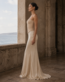 Kassidy | Women's Strapless Lace Corset Satin Maxi Dress