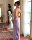 Kayleigh | Women's Sparkly Backless Floral Detail Maxi Prom Dress