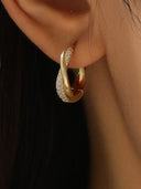 Kehlani | Women's Zircon Crystal Accent Crossover Shape Twist Hoop Earrings