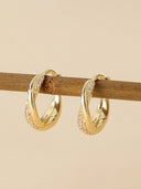 Kehlani | Women's Zircon Crystal Accent Crossover Shape Twist Hoop Earrings