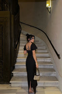 Keira | Women's Square-Neck Shoulder-Drape Bodycon Maxi Dress
