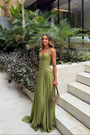 Kenley | Women's Pleated Corset Maxi Wedding Guest Dress