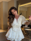 Kensley | Women's Three-Dimensional Floral Pleated Mini Dress