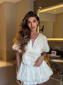 Kensley | Women's Three-Dimensional Floral Pleated Mini Dress