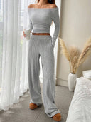Kenzlee | Women's Casual Long Sleeve Ribbed Two Piece Set