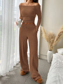 Kenzlee | Women's Casual Long Sleeve Ribbed Two Piece Set