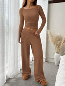 Kenzlee | Women's Casual Long Sleeve Ribbed Two Piece Set