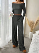 Kenzlee | Women's Casual Long Sleeve Ribbed Two Piece Set