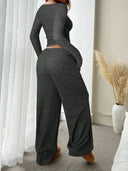 Kenzlee | Women's Casual Long Sleeve Ribbed Two Piece Set