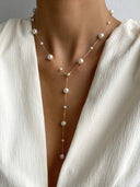 Kiana | Women's Beaded Chain Pearl Y Long Drop Pendant Necklace