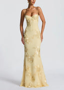 Kiara | Women's Sleeveless Floral Embroidery Maxi Wedding Guest Dress