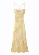 Kiara | Women's Sleeveless Floral Embroidery Maxi Wedding Guest Dress