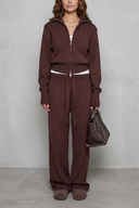 Kimber | Women's Zip Front Collar Knit Two Piece Set Loungeset