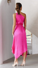 Kori | Women's One-Shoulder Pleated Midi Wedding Guest Dress