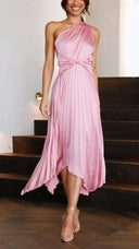 Kori | Women's One-Shoulder Pleated Midi Wedding Guest Dress