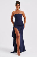 Kristin | Women's Strapless Slit Maxi Dress