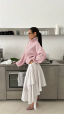 Kristina | Women's Oversized Ribbed Half Zip Knit Sweater
