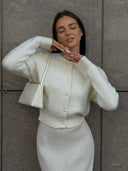 Kyndall | Women's Crew Neck Long Sleeve Button Front Knit Cardigan