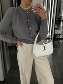 Kyndall | Women's Crew Neck Long Sleeve Button Front Knit Cardigan