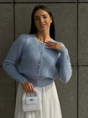 Kyndall | Women's Crew Neck Long Sleeve Button Front Knit Cardigan