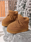 Lacey | Women's Fleece Lined Lace Up Round Toe Platform Sole Ankle Boots