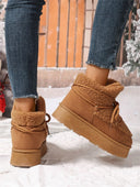 Lacey | Women's Fleece Lined Lace Up Round Toe Platform Sole Ankle Boots