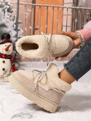 Lacey | Women's Fleece Lined Lace Up Round Toe Platform Sole Ankle Boots