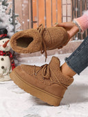 Lacey | Women's Fleece Lined Lace Up Round Toe Platform Sole Ankle Boots