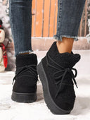 Lacey | Women's Fleece Lined Lace Up Round Toe Platform Sole Ankle Boots