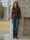 Laramie | Women's Round Neck Zip Belted Suede Effect Jacket