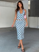 Layla | Women’s Polka Dot Halter Top and Midi Skirt Set