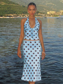 Layla | Women’s Polka Dot Halter Top and Midi Skirt Set