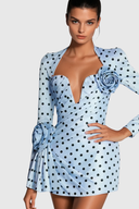 Lenora | Women's Dot Flower Ruch Mini Dress