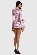 Lenora | Women's Dot Flower Ruch Mini Dress