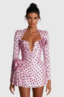 Lenora | Women's Dot Flower Ruch Mini Dress