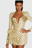 Lenora | Women's Dot Flower Ruch Mini Dress