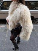 Leonie | Women's Oversized Collar Long Sleeve Shaggy Textured Winter Coat