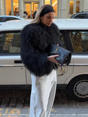 Leonie | Women's Oversized Collar Long Sleeve Shaggy Textured Winter Coat