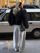 Leonie | Women's Oversized Collar Long Sleeve Shaggy Textured Winter Coat