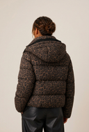 Leora | Women's Hooded Zip Front Long Sleeve Leopard Print Puffer Jacket