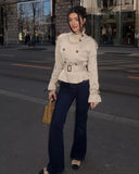 Leslie | Women's Belted Double Breasted High Neck Jacket Coat