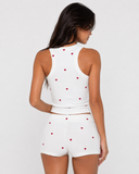 Leticia | Women's Heart Print Scoop Neck Sleeveless Pajama Set with Shorts