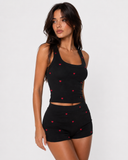Leticia | Women's Heart Print Scoop Neck Sleeveless Pajama Set with Shorts