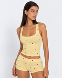 Leticia | Women's Heart Print Scoop Neck Sleeveless Pajama Set with Shorts