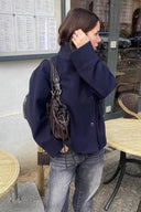 Lexa | Women's Asymmetrical High Neck Button Front Jacket